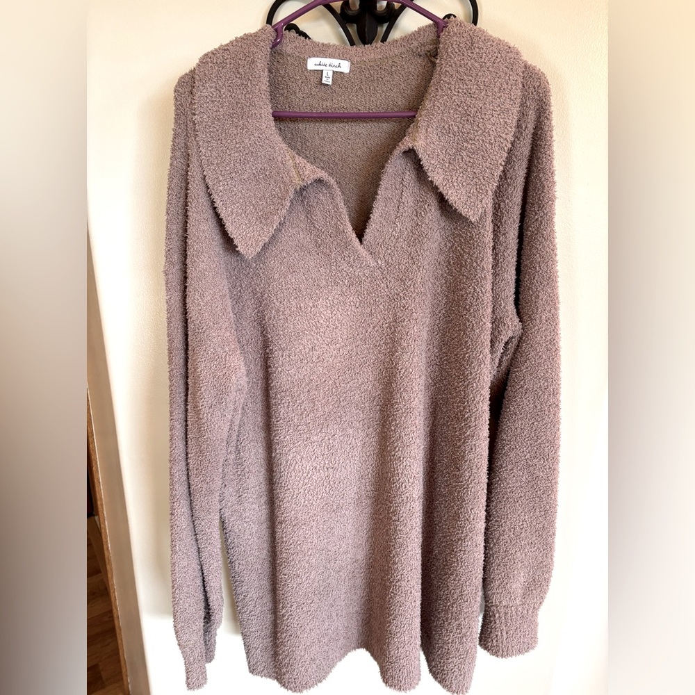 Women tunic sweater in light brown/tan color. Large